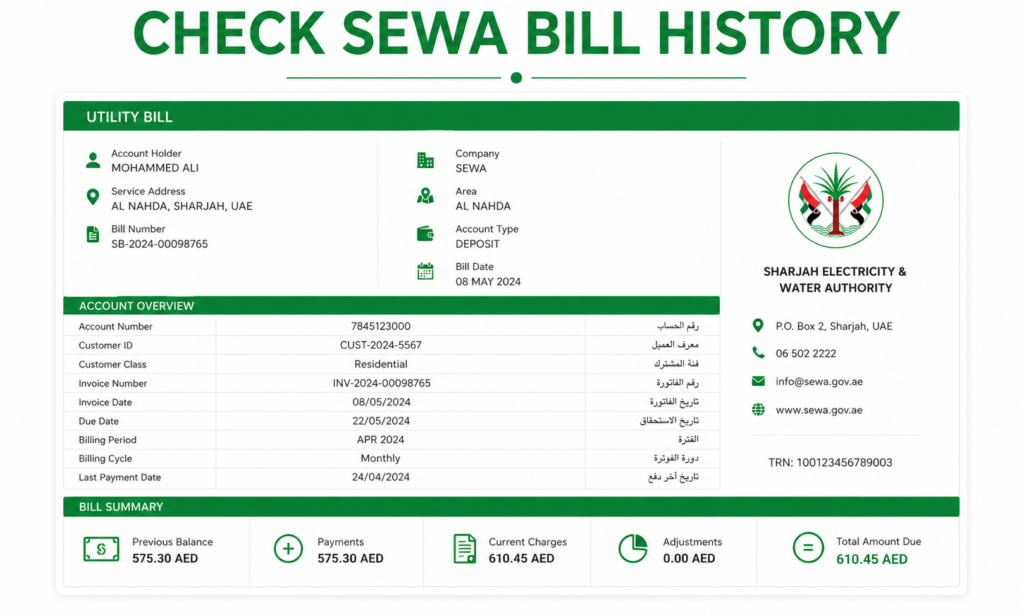 Check SEWA Bill History